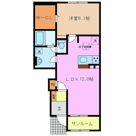 河原田駅 徒歩8分 1階の物件間取画像